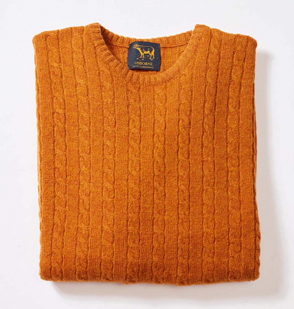 Osborne Lambswool Small Cable Knit Crew Neck Oxide